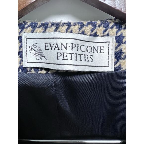 Vintage Evan Picone Womens Blazer Jacket 8 P Wool Blend Equestrian Houndstooth - Picture 8 of 9